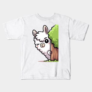 Kawaii Sneaky Llama Kids T-Shirt